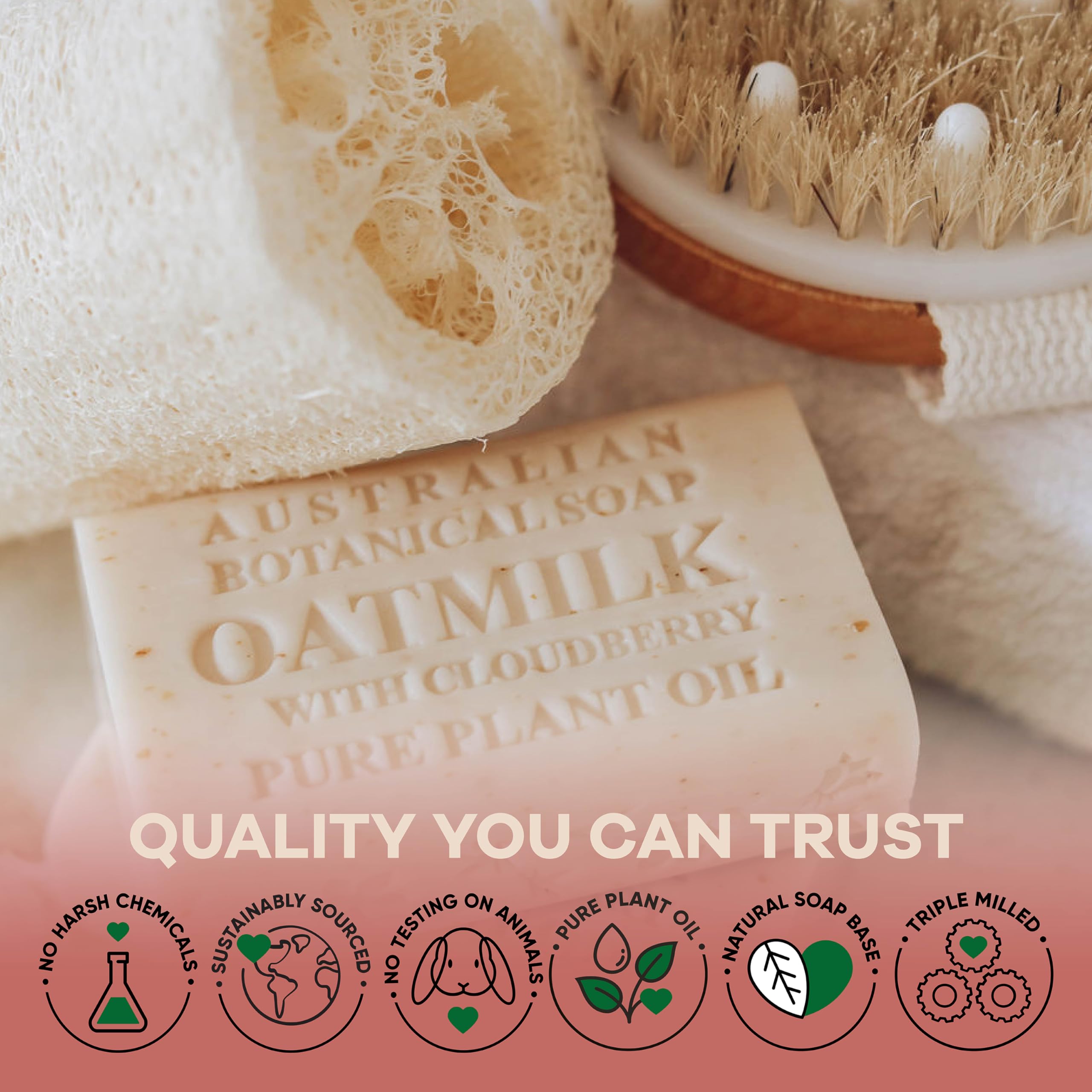 Australian Botanical Soap Oat Milk with Cloudberry 6.6 oz Luxury Soap Bar 4-Pack