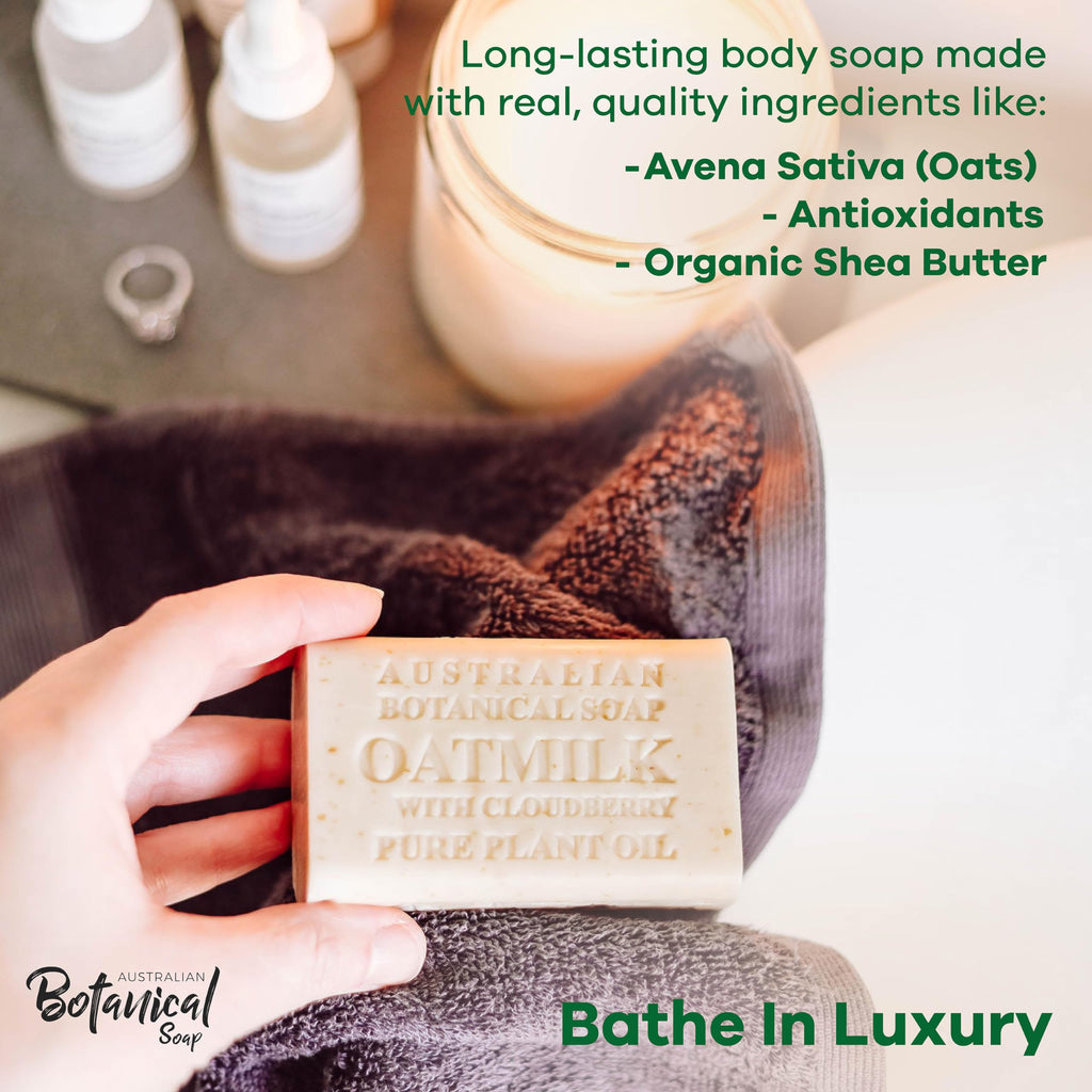 Australian Botanical Soap Oat Milk with Cloudberry 6.6 oz Luxury Soap Bar 4-Pack