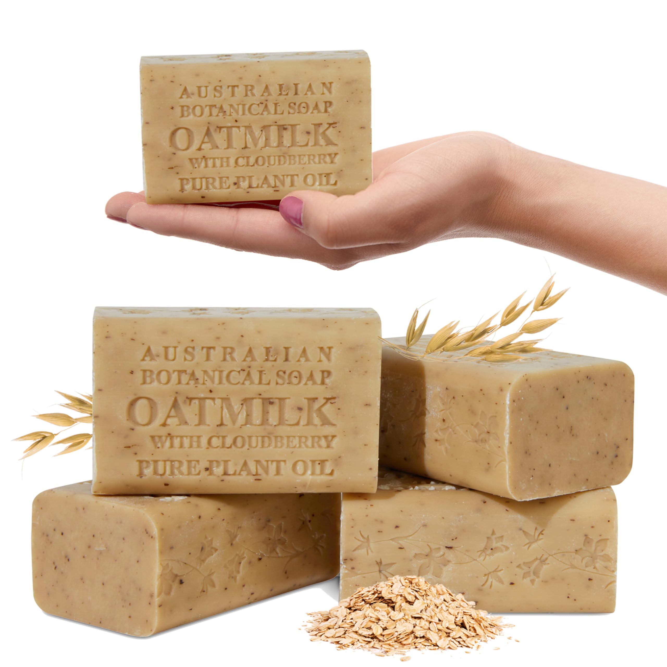 Australian Botanical Soap Oat Milk with Cloudberry 6.6 oz Luxury Soap Bar 4-Pack