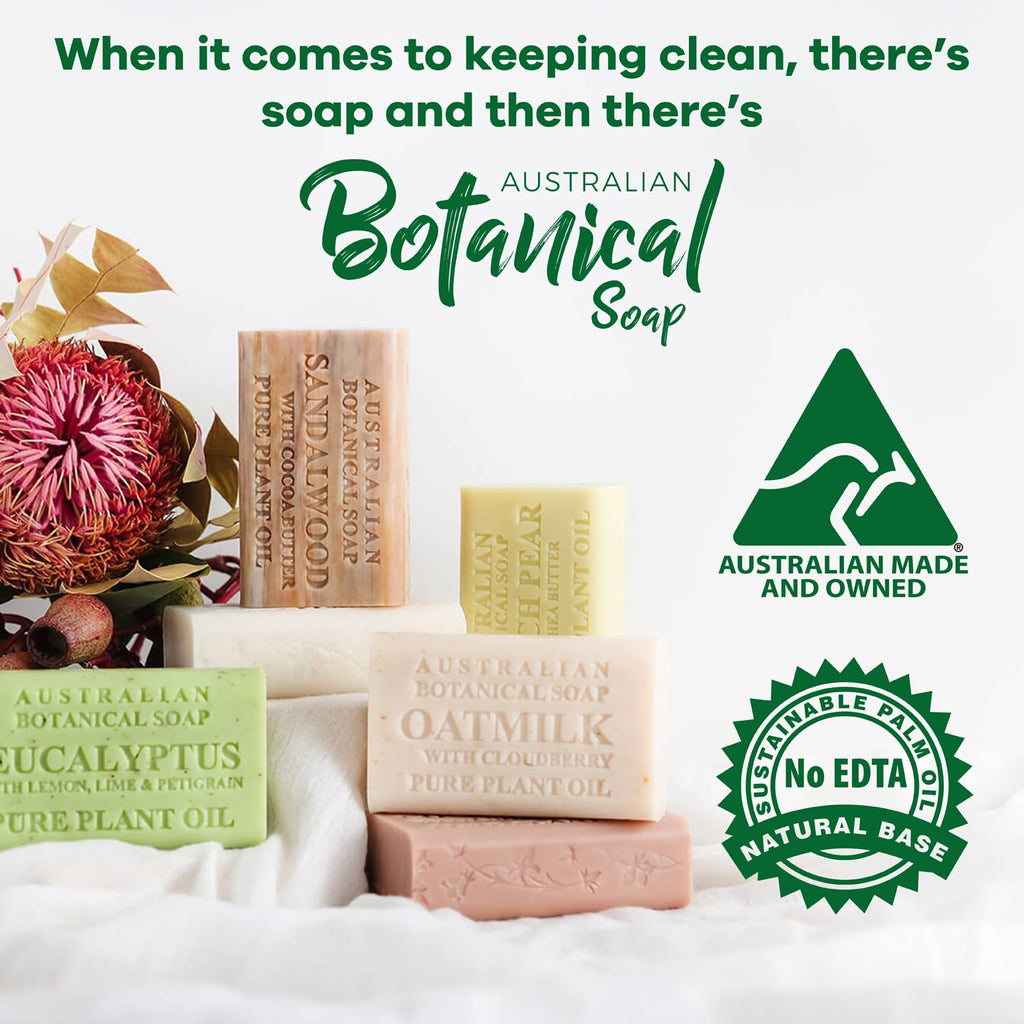 Australian Botanical Soap – Goat Milk Bars, 6.5 oz, Pack of 4 with Soya Bean Oil & Organic Shea Butter