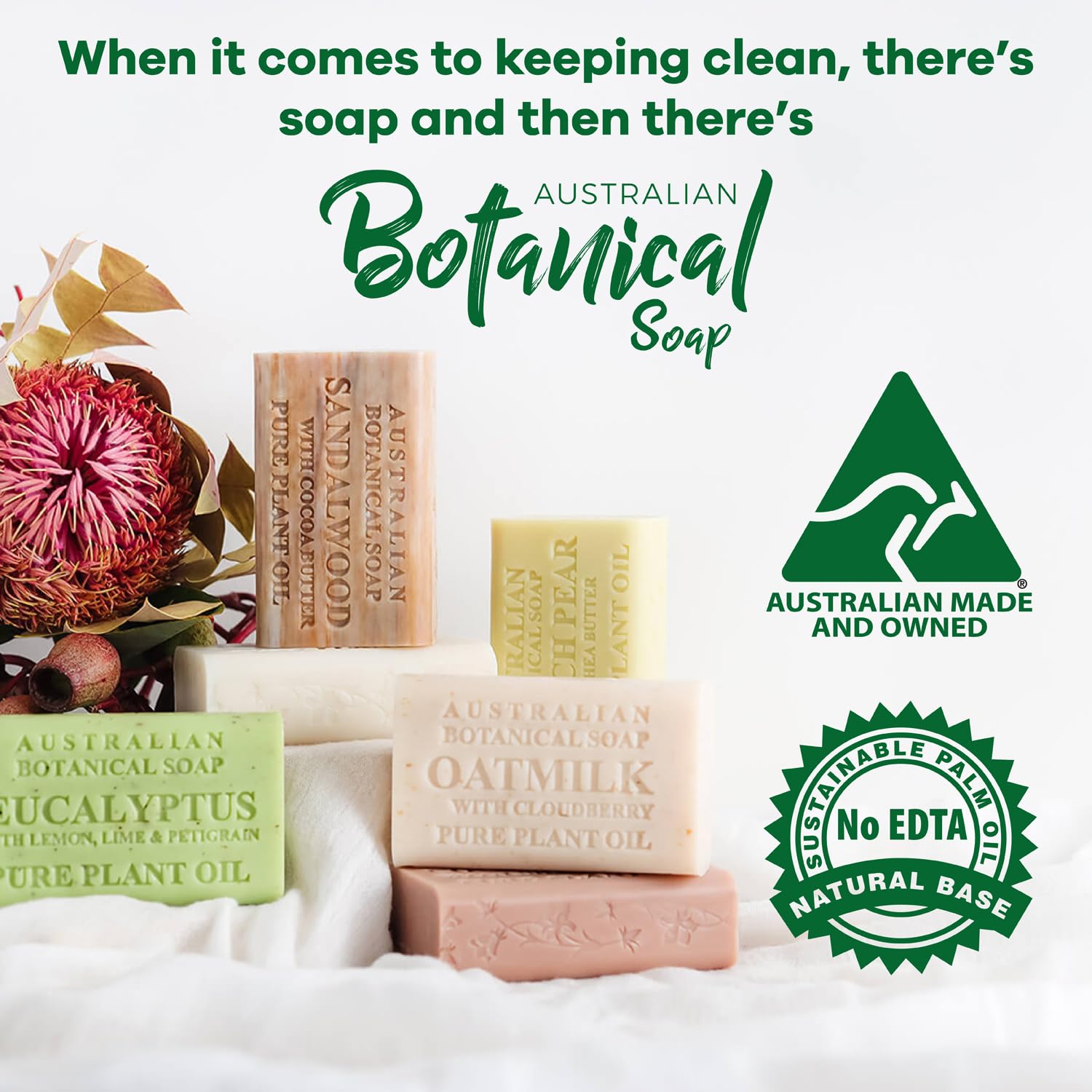 Australian Botanical Soap – Goat Milk Bars, 6.5 oz, Pack of 4 with Soya Bean Oil & Organic Shea Butter