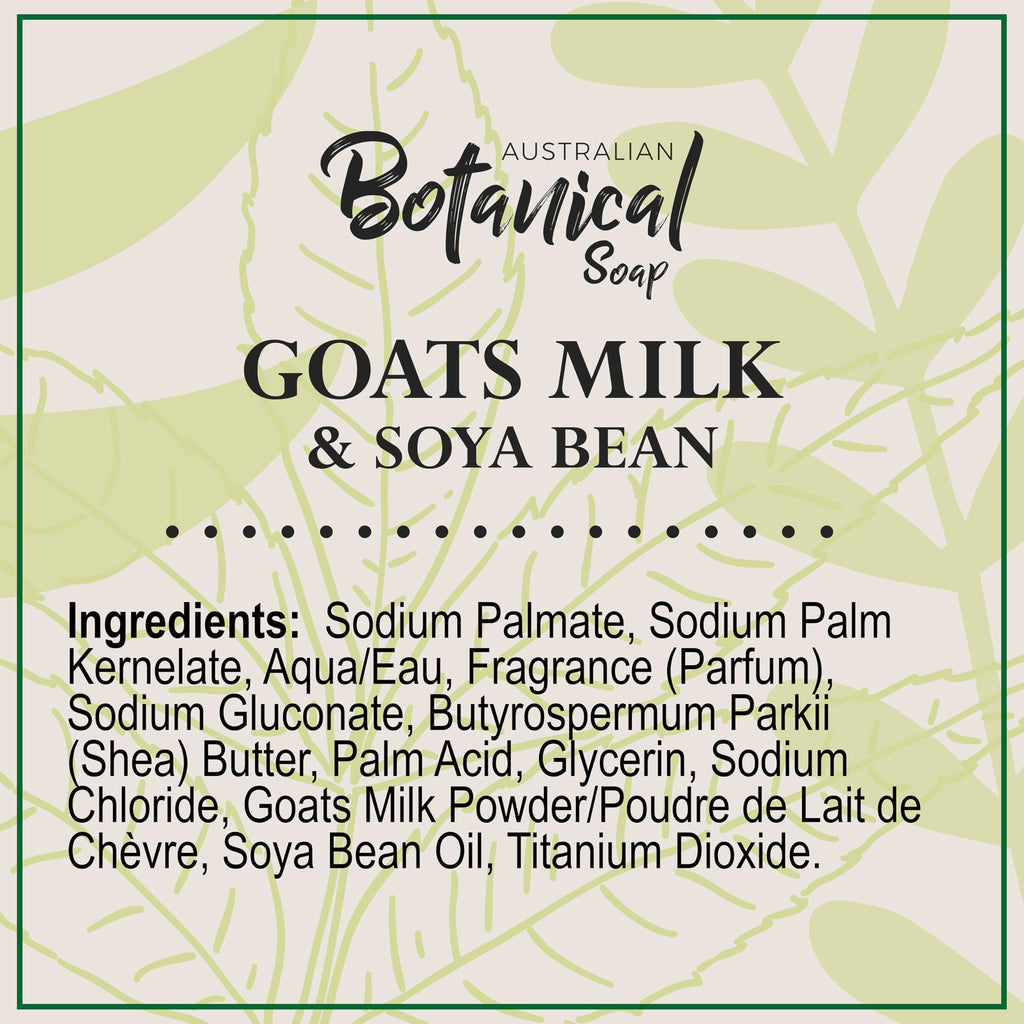 Australian Botanical Soap – Goat Milk Bars, 6.5 oz, Pack of 4 with Soya Bean Oil & Organic Shea Butter