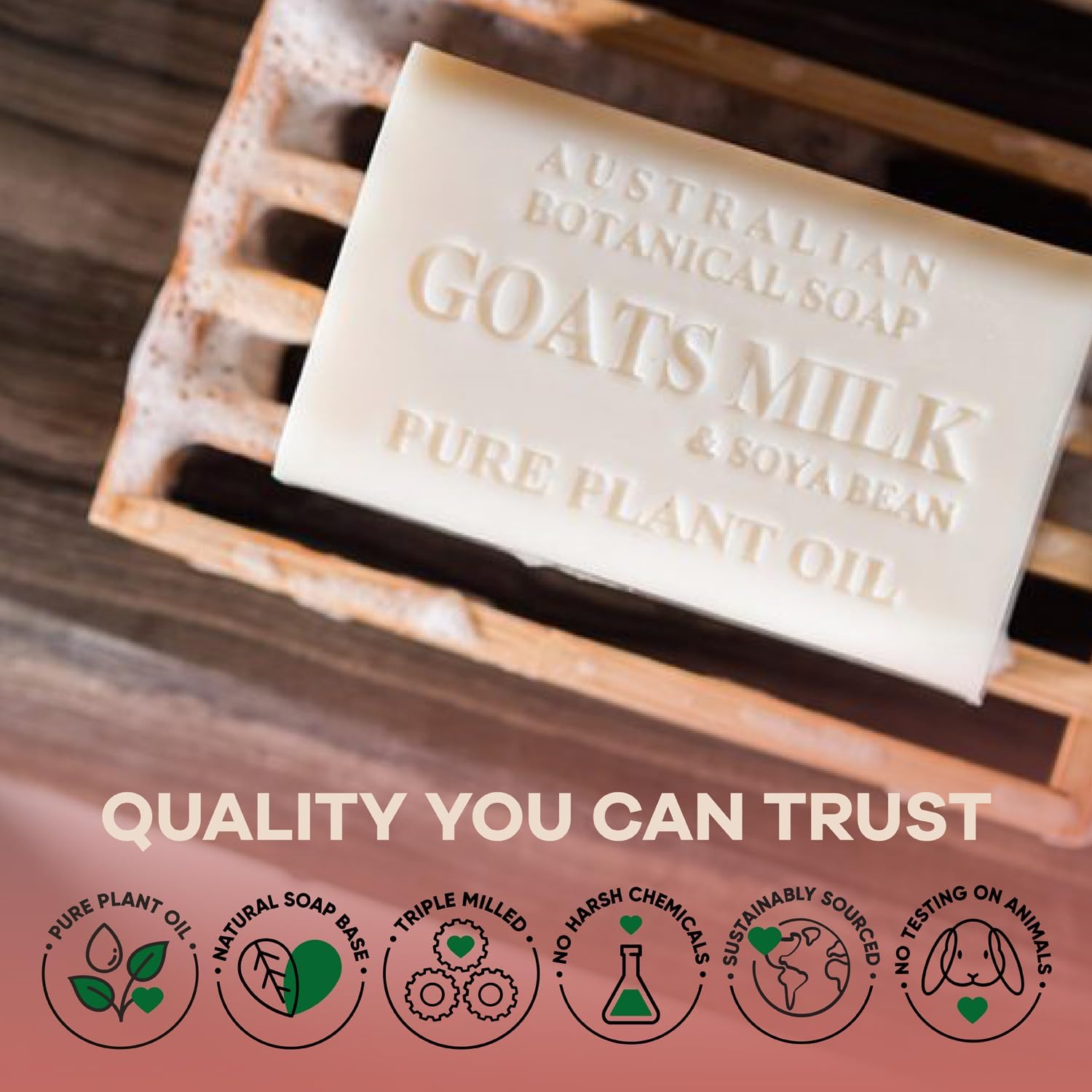 Australian Botanical Soap – Goat Milk Bars, 6.5 oz, Pack of 4 with Soya Bean Oil & Organic Shea Butter