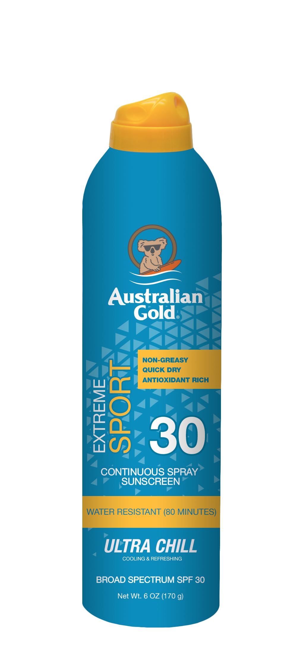 Australian Gold Extreme Continuous Spray Sunscreen SPF 30 – Coastal Breeze, Broad Spectrum, Sweat-Resistant