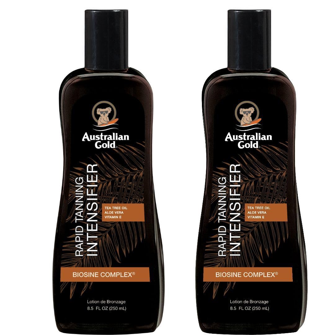 Australian Gold Rapid Tanning Intensifier Lotion – 2 Pack, 8.5 Fl Oz Each, Tea Tree Oil, Aloe Vera & Vitamin E