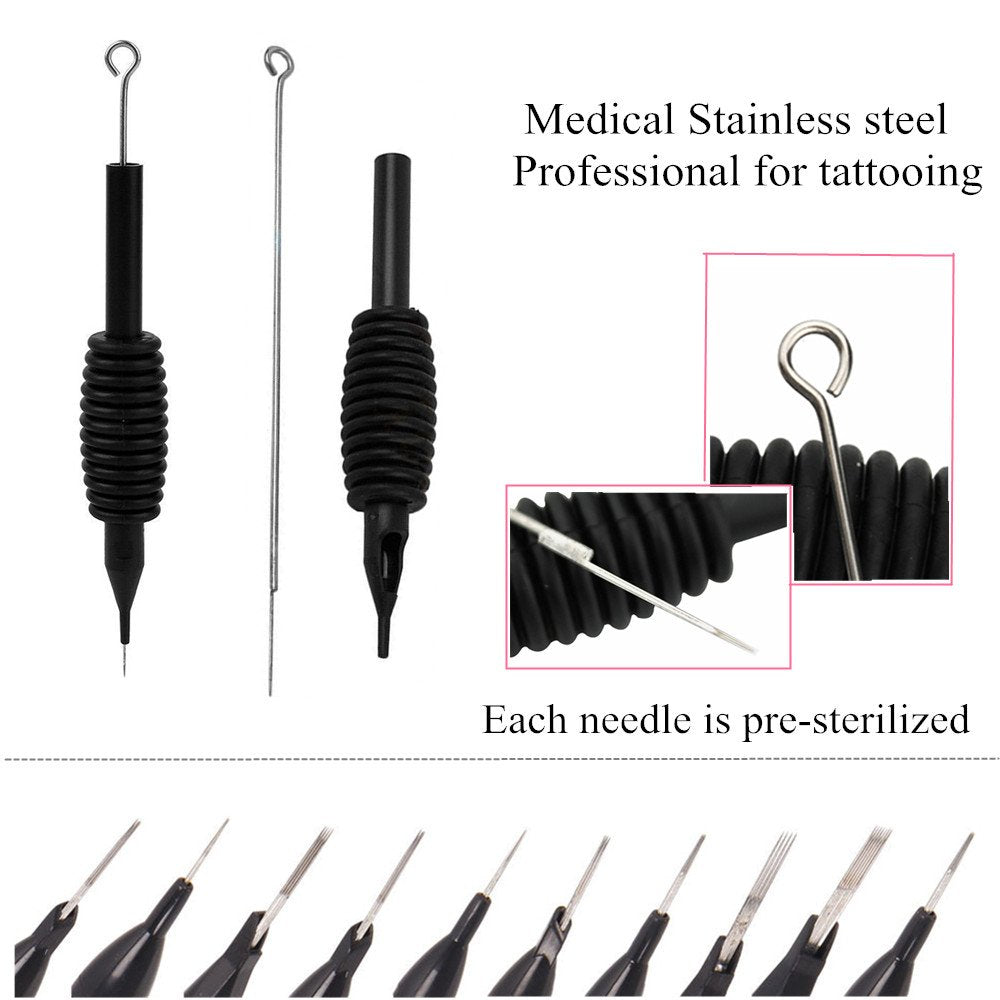 Autdor Tattoo Needles and Tubes Combo – 40Pcs Disposable Tubes with Assorted Needles (3RL-9RL, 5RS-9RS, 5M1-9M1)