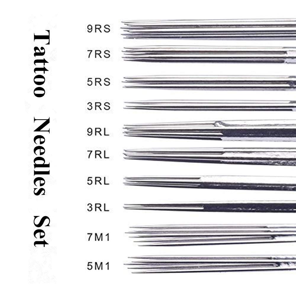 Autdor Tattoo Needles Set 200PCS - Mixed RL, RS & M1 Sterile Disposable Needles for Tattoo Guns