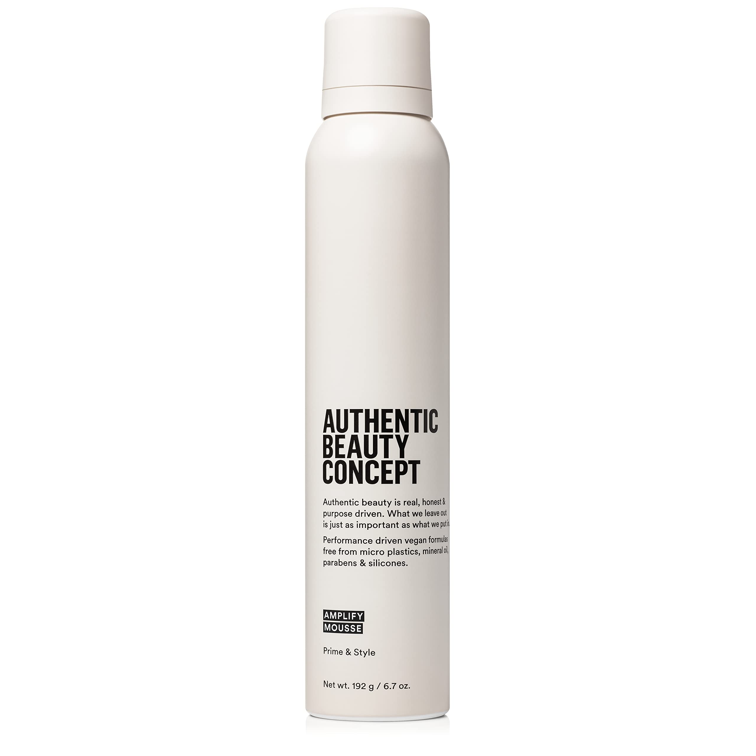 Authentic Beauty Concept Amplify Mousse – Lightweight Volumizing Mousse with Heat Protection, All Hair Types, Vegan & Silicone-Free | 6.7 oz