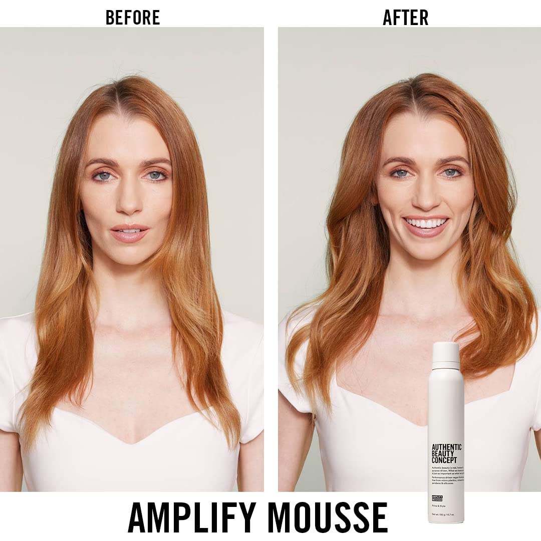 Authentic Beauty Concept Amplify Mousse – Lightweight Volumizing Mousse with Heat Protection, All Hair Types, Vegan & Silicone-Free | 6.7 oz