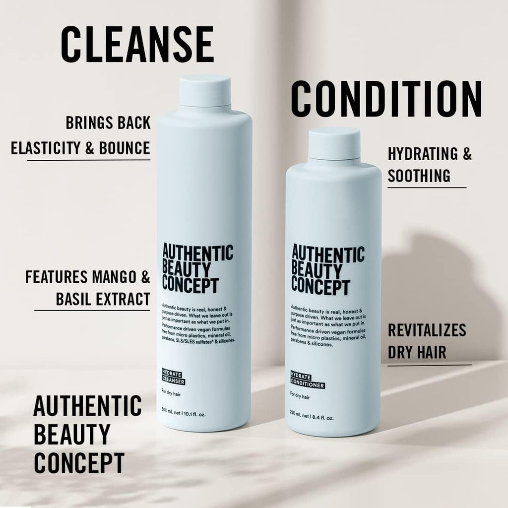 Authentic Beauty Concept Hydrate Conditioner — Hydration for Normal to Dry or Curly Hair | Vegan & Silicone-Free | 33.8 fl oz