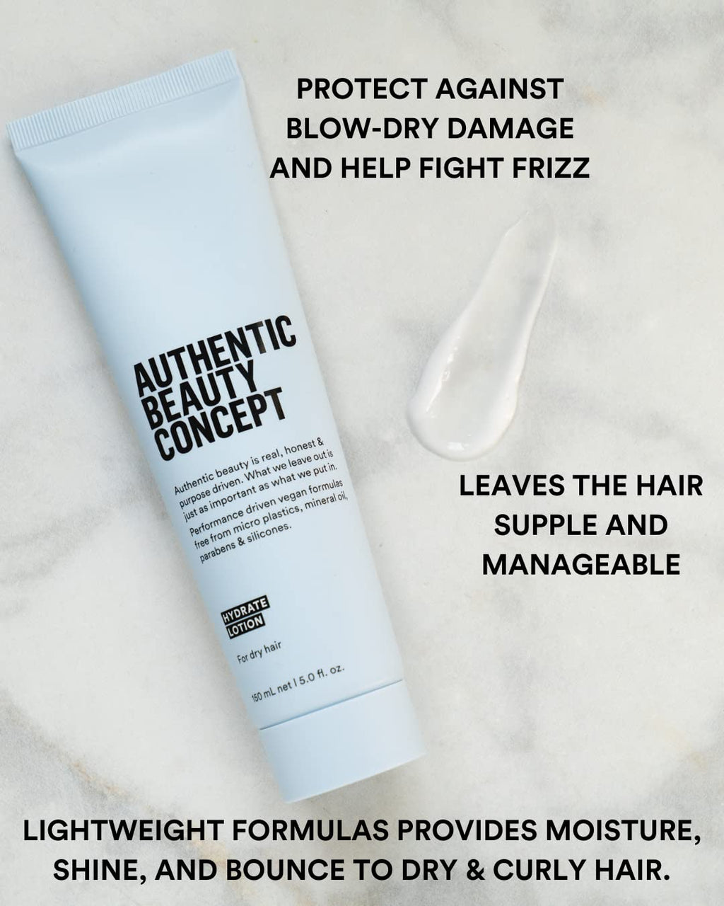 Authentic Beauty Concept Hydrate Lotion – Lightweight Leave-In for Frizz Control & Blow-Dry Protection