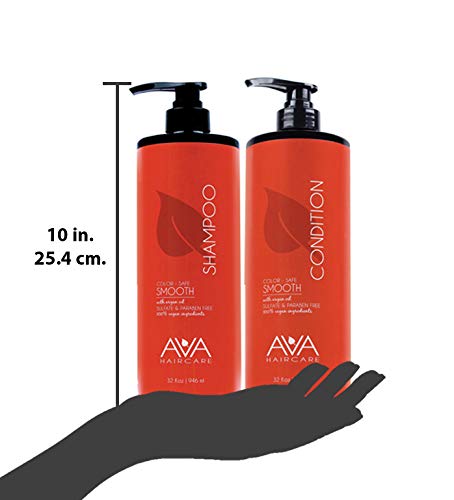 Ava Haircare Smooth Shampoo & Conditioner – Vegan, Sulphate Free, Paraben Free, Cruelty Free (Set of 2, 33oz Each)