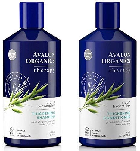 Avalon Organics Biotin B-Complex Therapy Thickening Shampoo & Conditioner – For Hair Loss & Thinning Hair, 14 oz Pack of 2