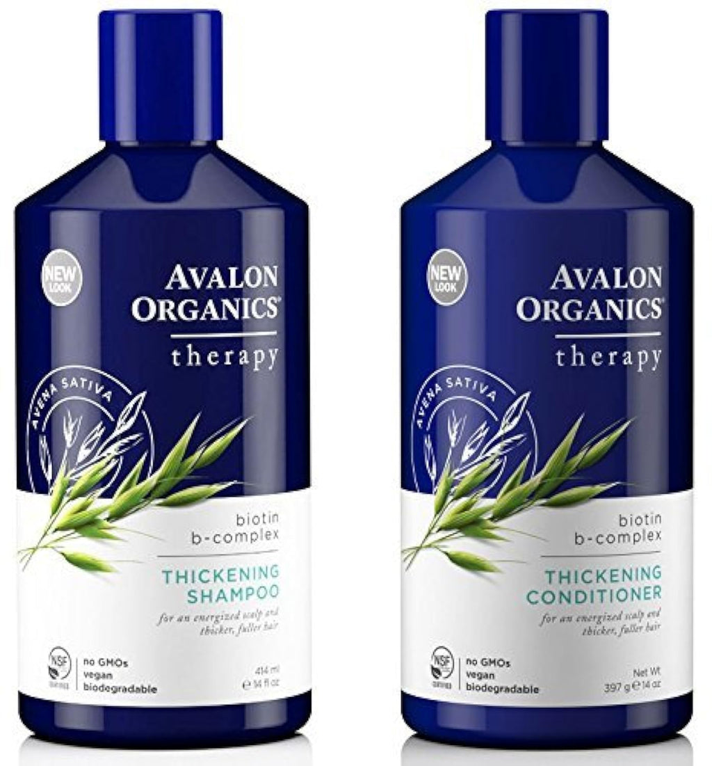 Avalon Organics Biotin B-Complex Therapy Thickening Shampoo & Conditioner – For Hair Loss & Thinning Hair, 14 oz Pack of 2