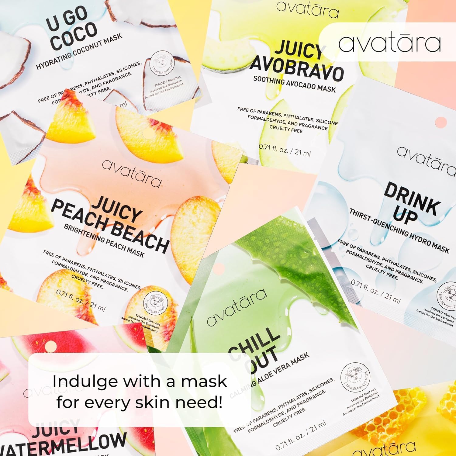 Avatara All-Stars 8-Pack Facial Sheet Masks | Clean Korean K-Beauty for Dry & Sensitive Skin (Fragrance-Free, Paraben-Free & Cruelty-Free)