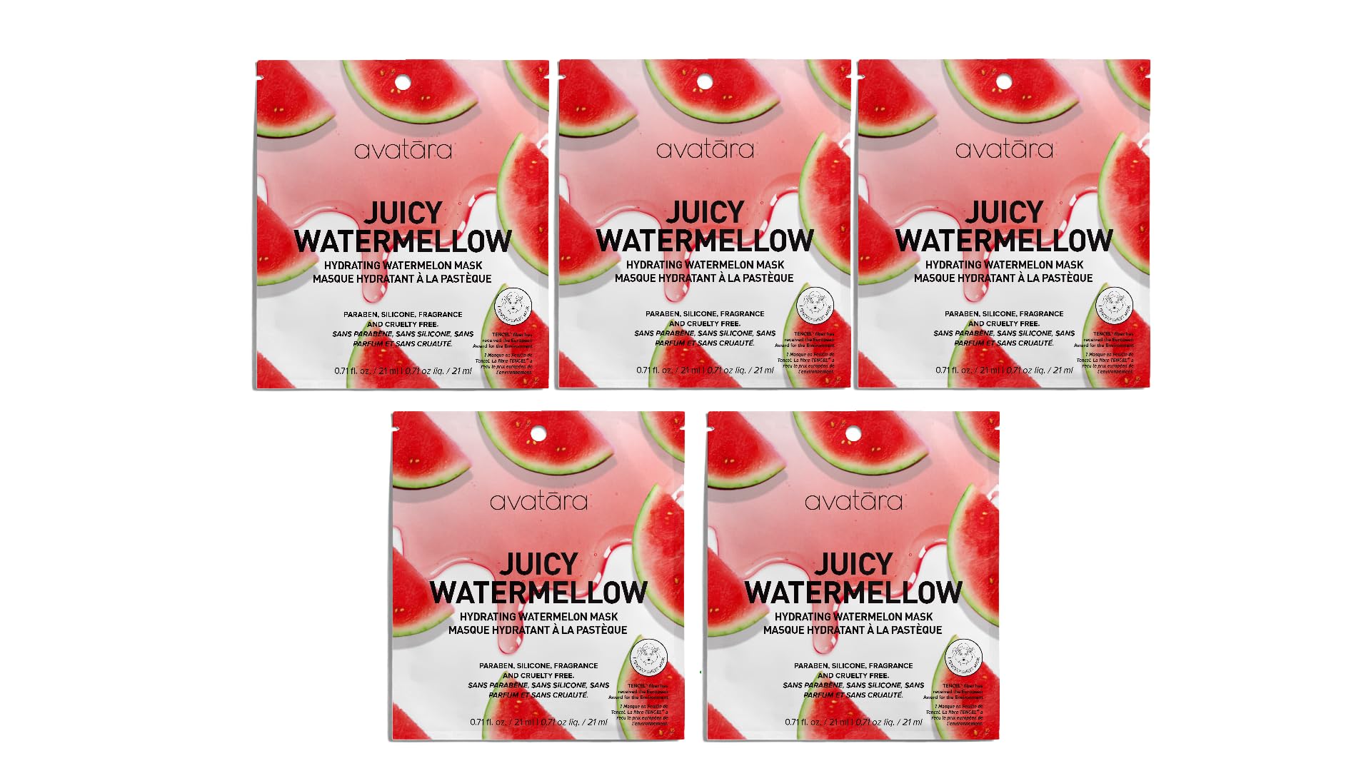 Avatara Juicy Watermellow Facial Mask – Hydrating 5-Pack with Watermelon & Hyaluronic Acid