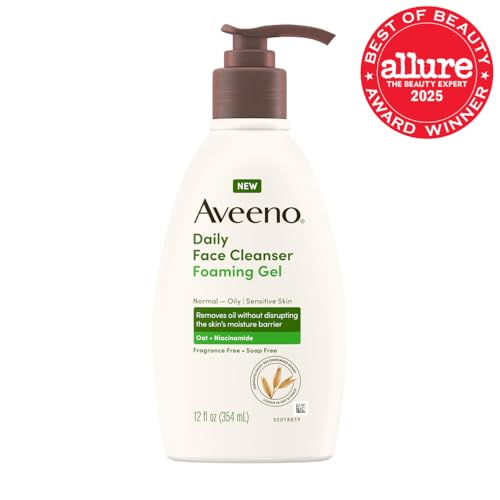Aveeno Daily Foaming Gel Facial Cleanser – Fragrance Free, 12 fl oz