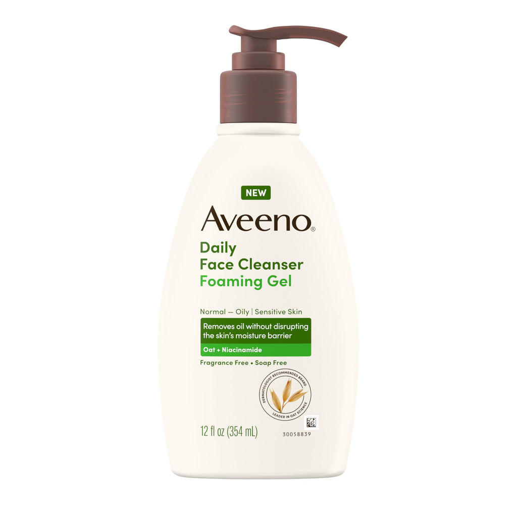 Aveeno Daily Foaming Gel Facial Cleanser – Fragrance Free, 12 fl oz