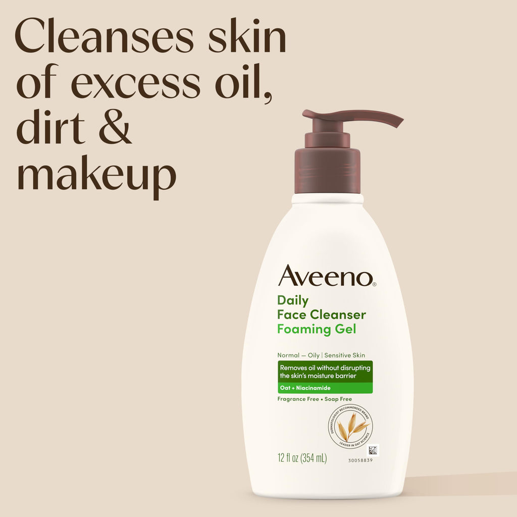 Aveeno Daily Foaming Gel Facial Cleanser – Fragrance Free, 12 fl oz