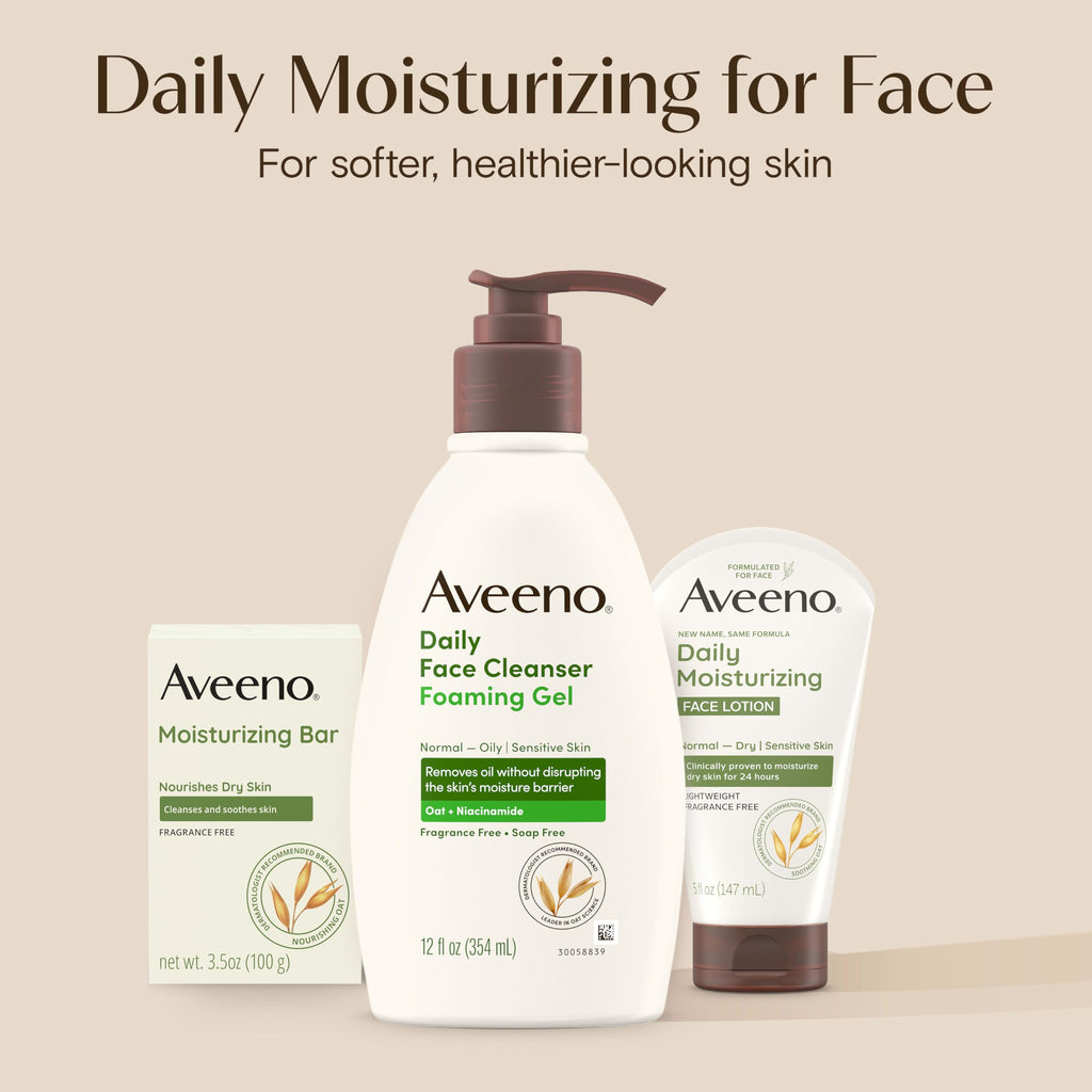 Aveeno Daily Foaming Gel Facial Cleanser – Fragrance Free, 12 fl oz