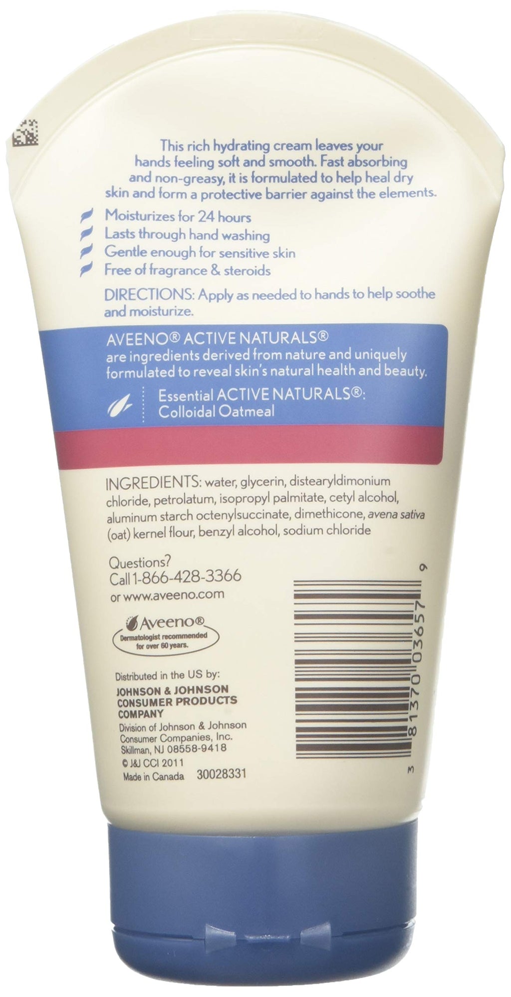 Aveeno Active Naturals Intense Relief Hand Cream 3.5 oz (Pack of 6) – Fragrance-Free, Non-Greasy
