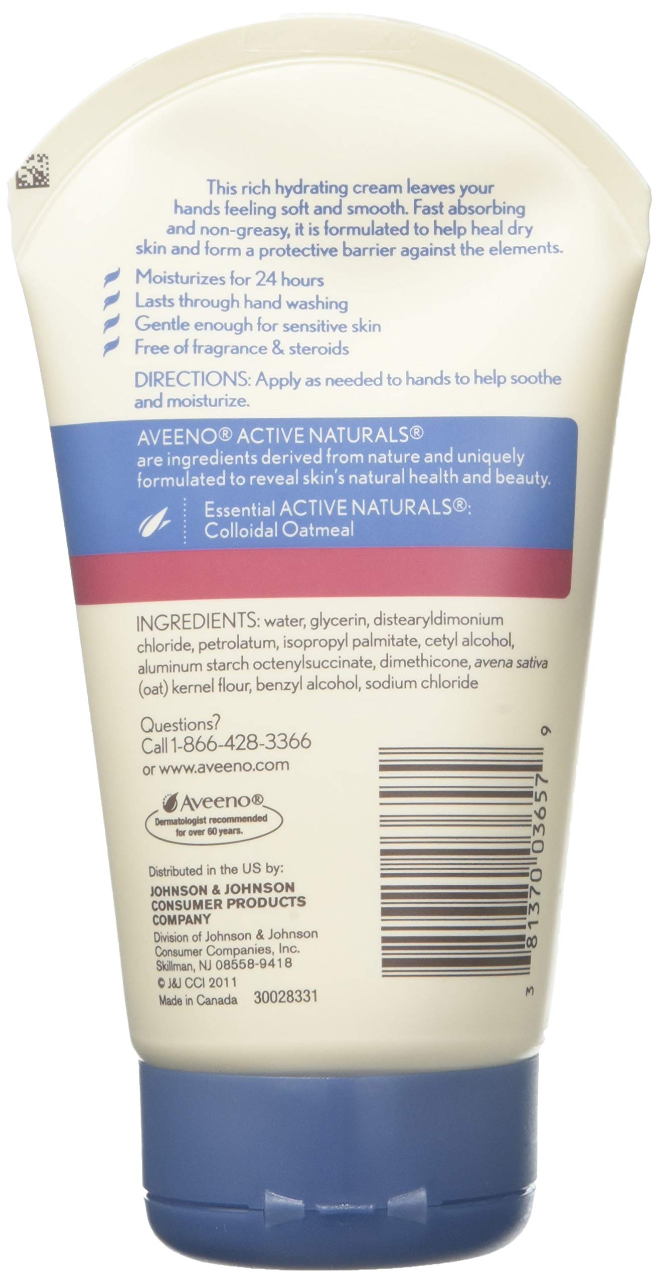 Aveeno Active Naturals Intense Relief Hand Cream 3.5 oz (Pack of 6) – Fragrance-Free, Non-Greasy