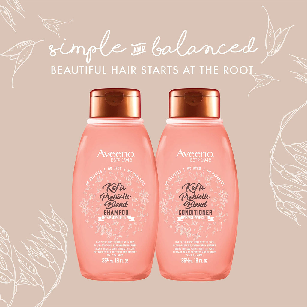 Aveeno Kefir Probiotic Blend Shampoo - Balanced Scalp & Moisturized Hair | 12 oz
