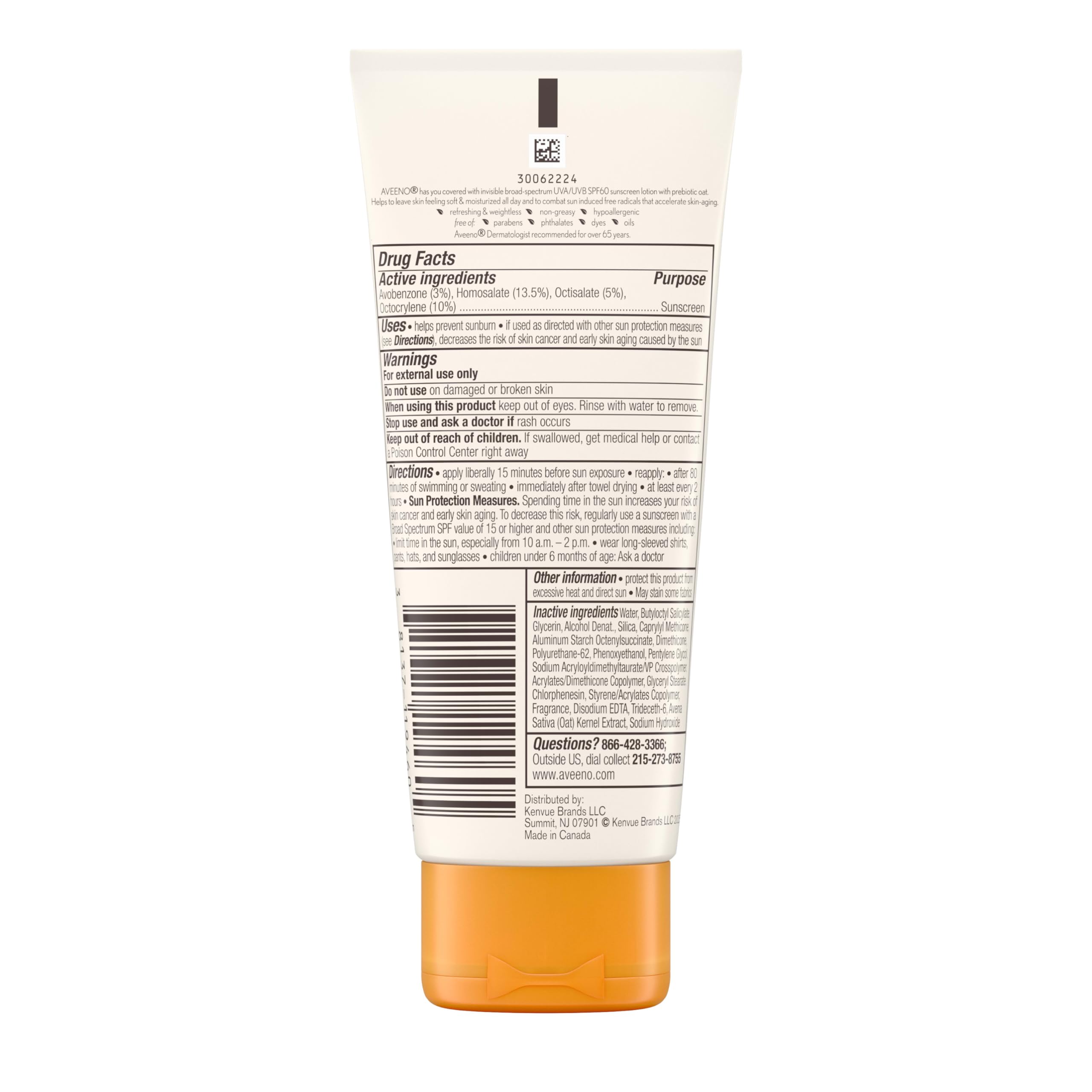 Aveeno Protect + Hydrate SPF 60 Body Sunscreen Lotion | Lightweight, Hydrating Protection