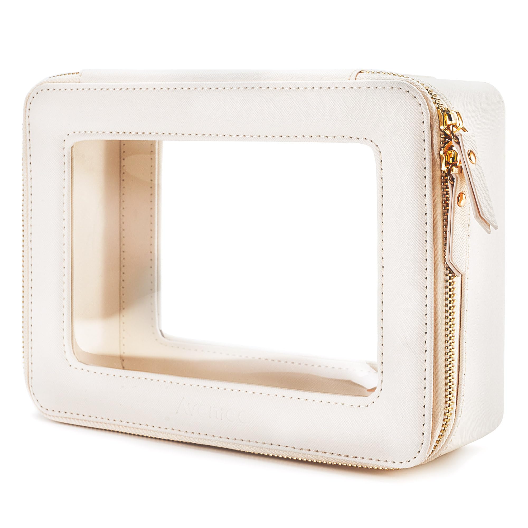 Aveniee Clear Makeup Bag Organizer | Premium PU Leather, TSA-Approved