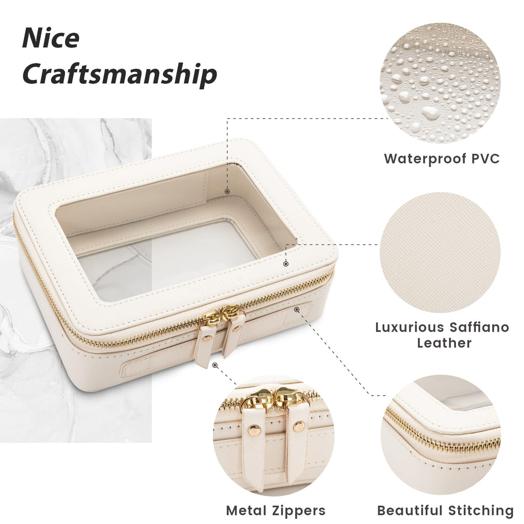 Aveniee Clear Makeup Bag Organizer – Large Travel Cosmetic Pouch, Waterproof PU Leather