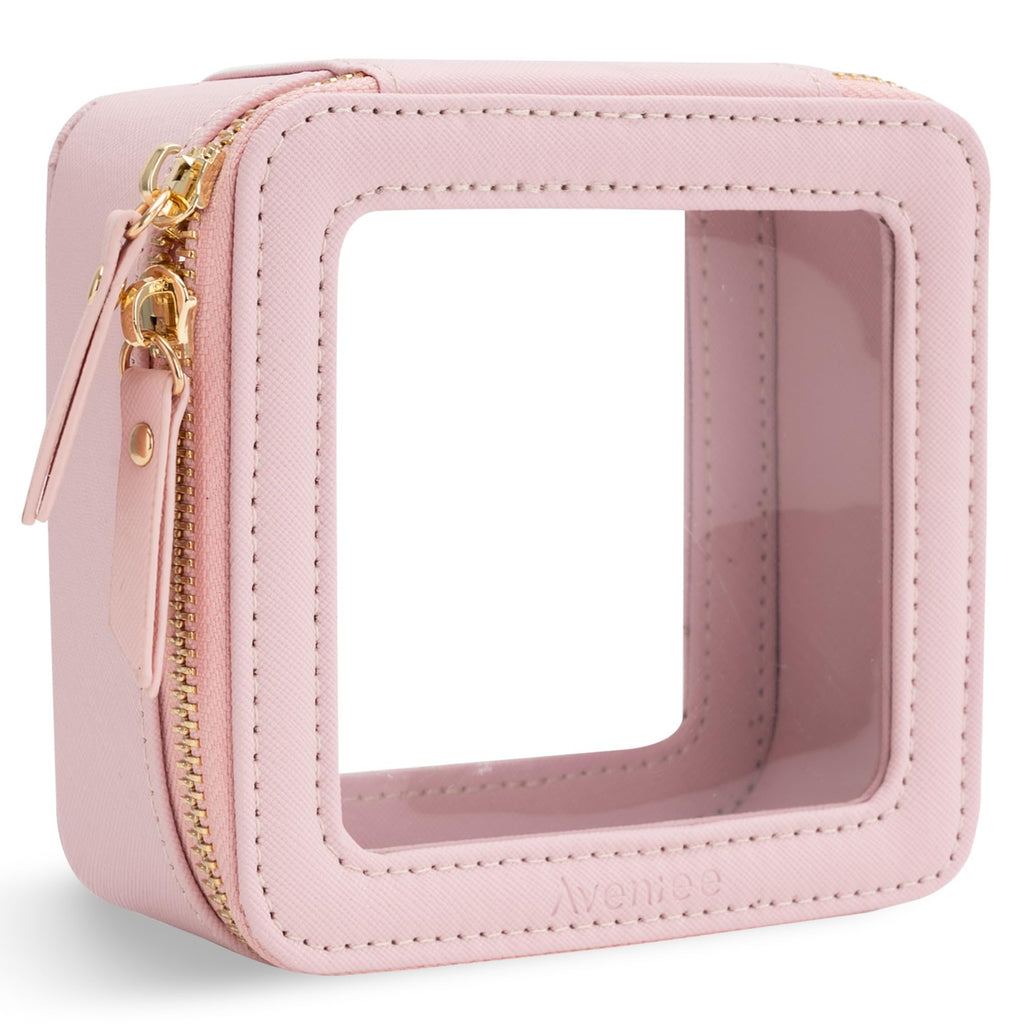 Aveniee Small Clear Makeup Bag – TSA-Approved Mini Travel Organizer, Waterproof Pink