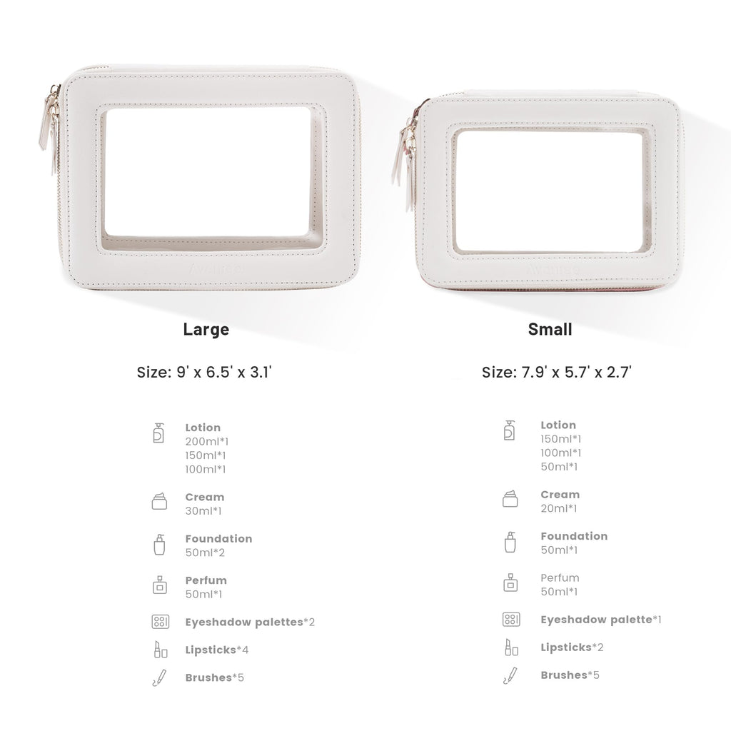 Aveniee Clear Makeup Bag Organizer – Large Travel Cosmetic Pouch, Waterproof PU Leather