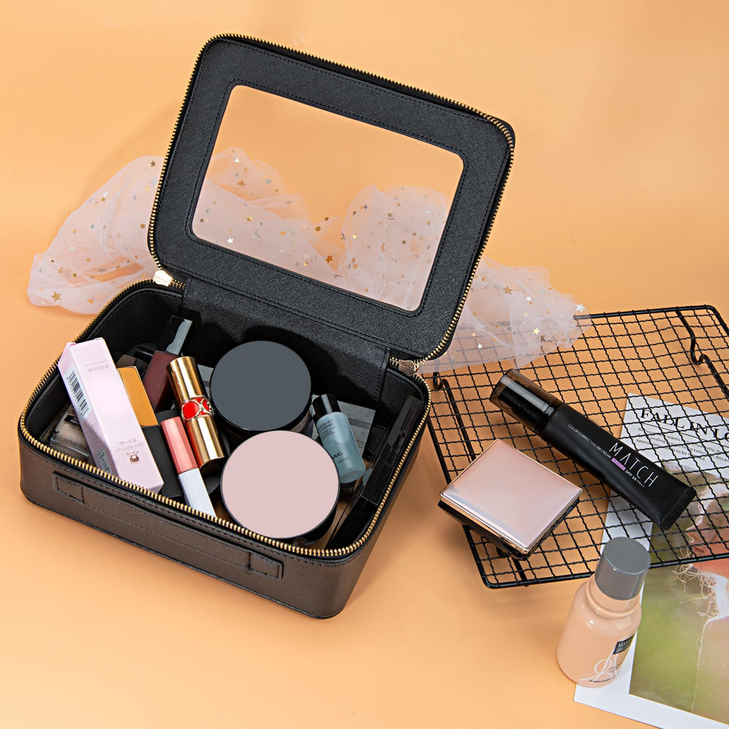 Aveniee Clear Makeup Bag Organizer – Large Travel Toiletry Bag, Waterproof, Black