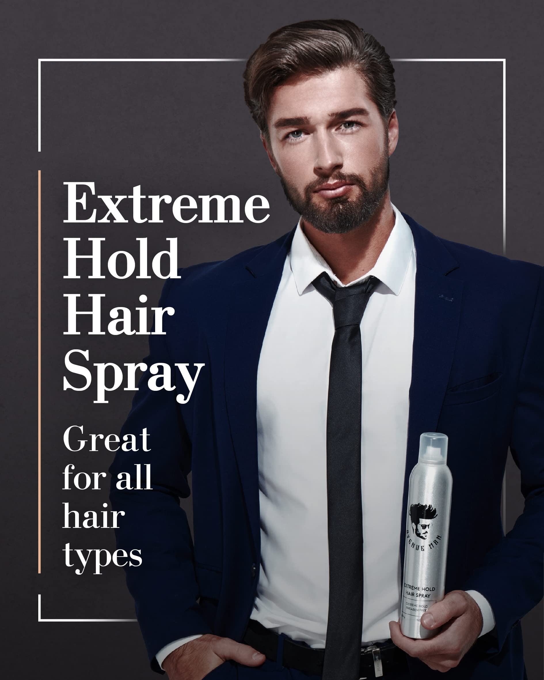 Avenue Man Extreme Hold Hairspray – 9 oz, Paraben-Free, Extra Firm Hold