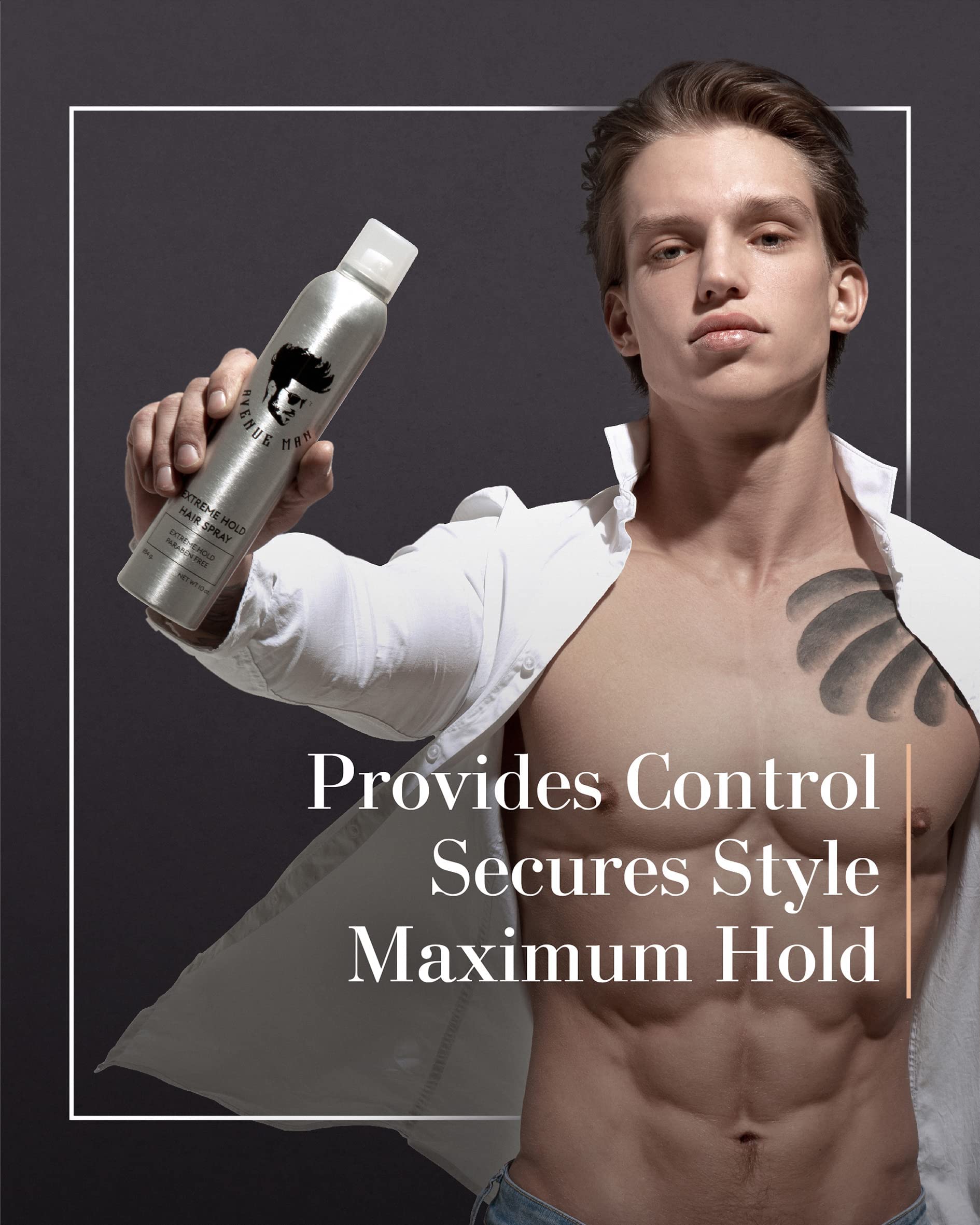 Avenue Man Extreme Hold Hairspray – 9 oz, Paraben-Free, Extra Firm Hold