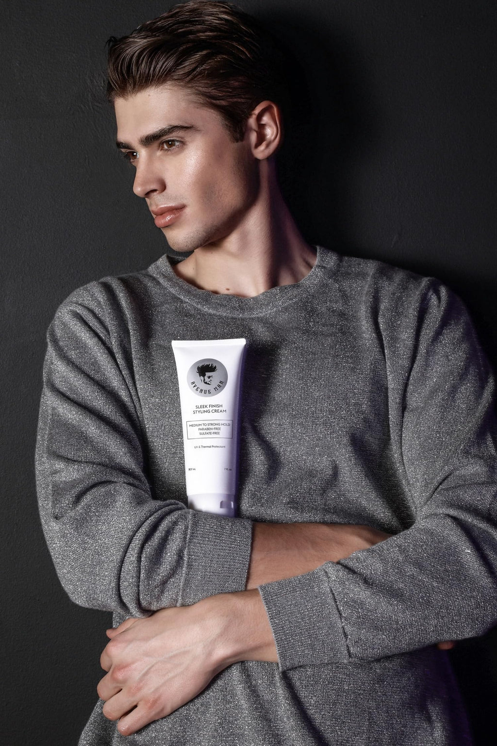 Avenue Man Sleek Finish Cream – 7 oz Hair Styling Cream for Men with Acai & Soy Protein