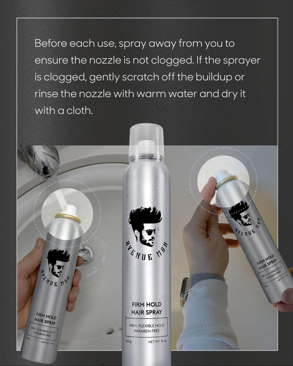 Avenue Man Texture Spray for Hair Men – Barber-Grade Hairspray with Firm Hold, Frizz Control & UV Protection | 9.0 oz