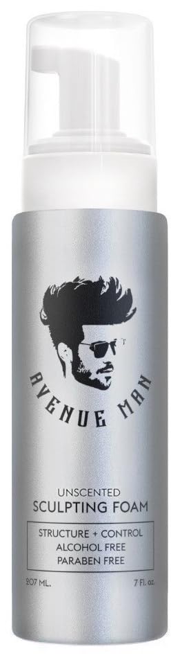 Avenue Man Unscented Sculpting Foam – Frizz Control & Firm Hold Hair Mousse for Men | 7 oz