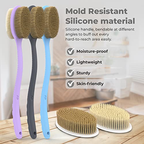 Avilana Back Scrubber for Shower – 19-Inch Silicone Back Scrubber with Handle | Dual-Style Back Brush for Men & Women