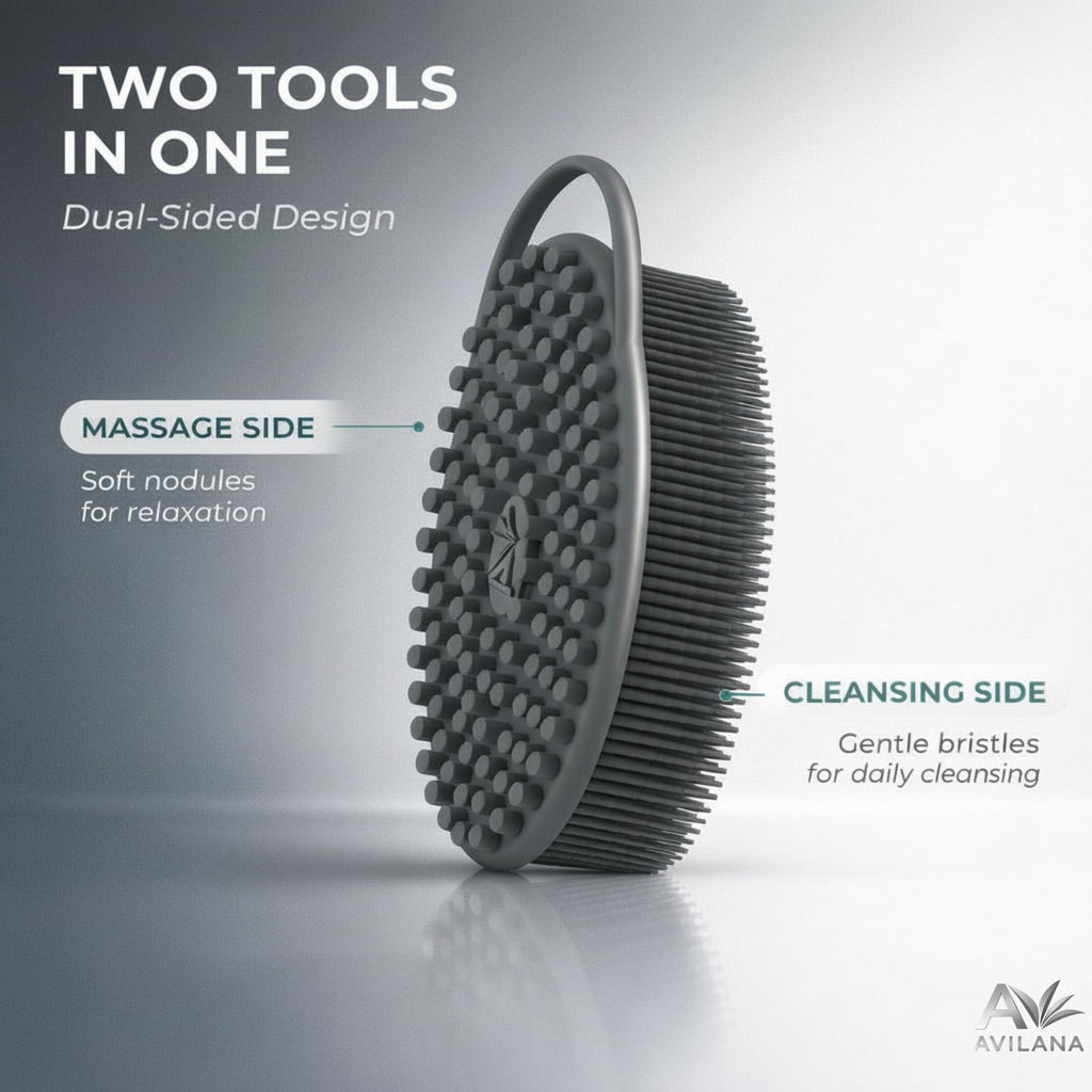 Avilana Silicone Body Scrubber – Dual-Sided Bath Brush, SGS Certified Food-Grade