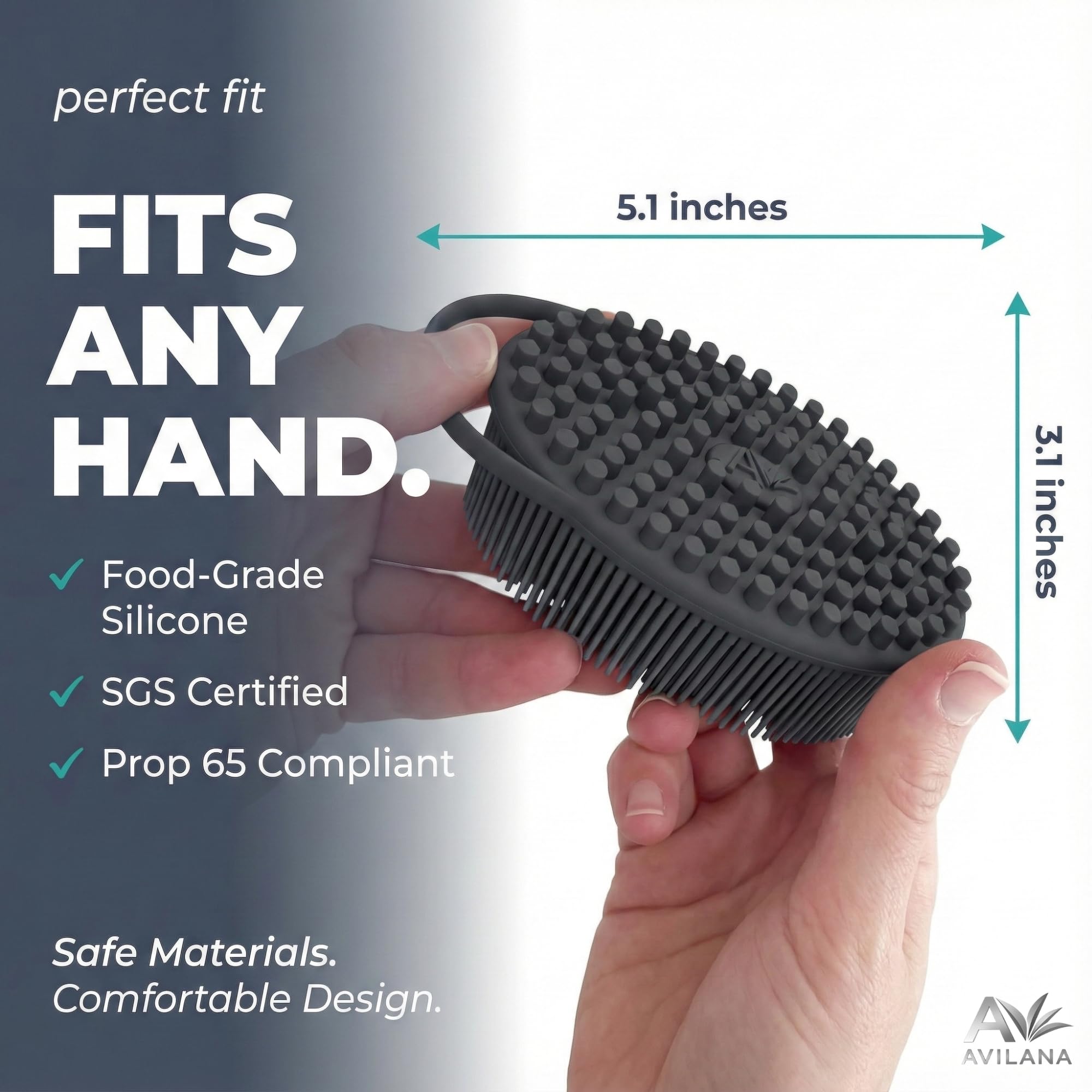 Avilana Silicone Body Scrubber – Dual-Sided Bath Brush, SGS Certified Food-Grade