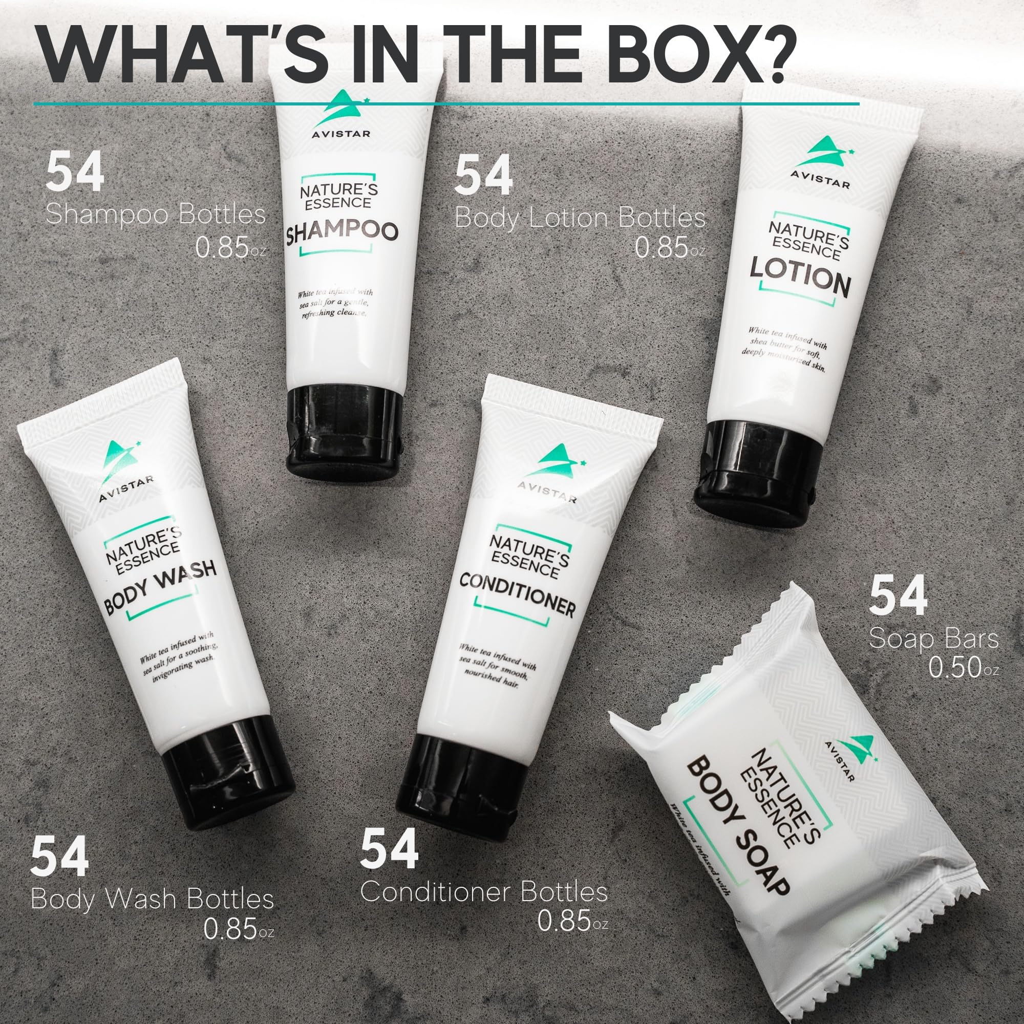 Avistar 270-Piece Hotel Toiletries Bulk Set | Travel Essentials for Hosts