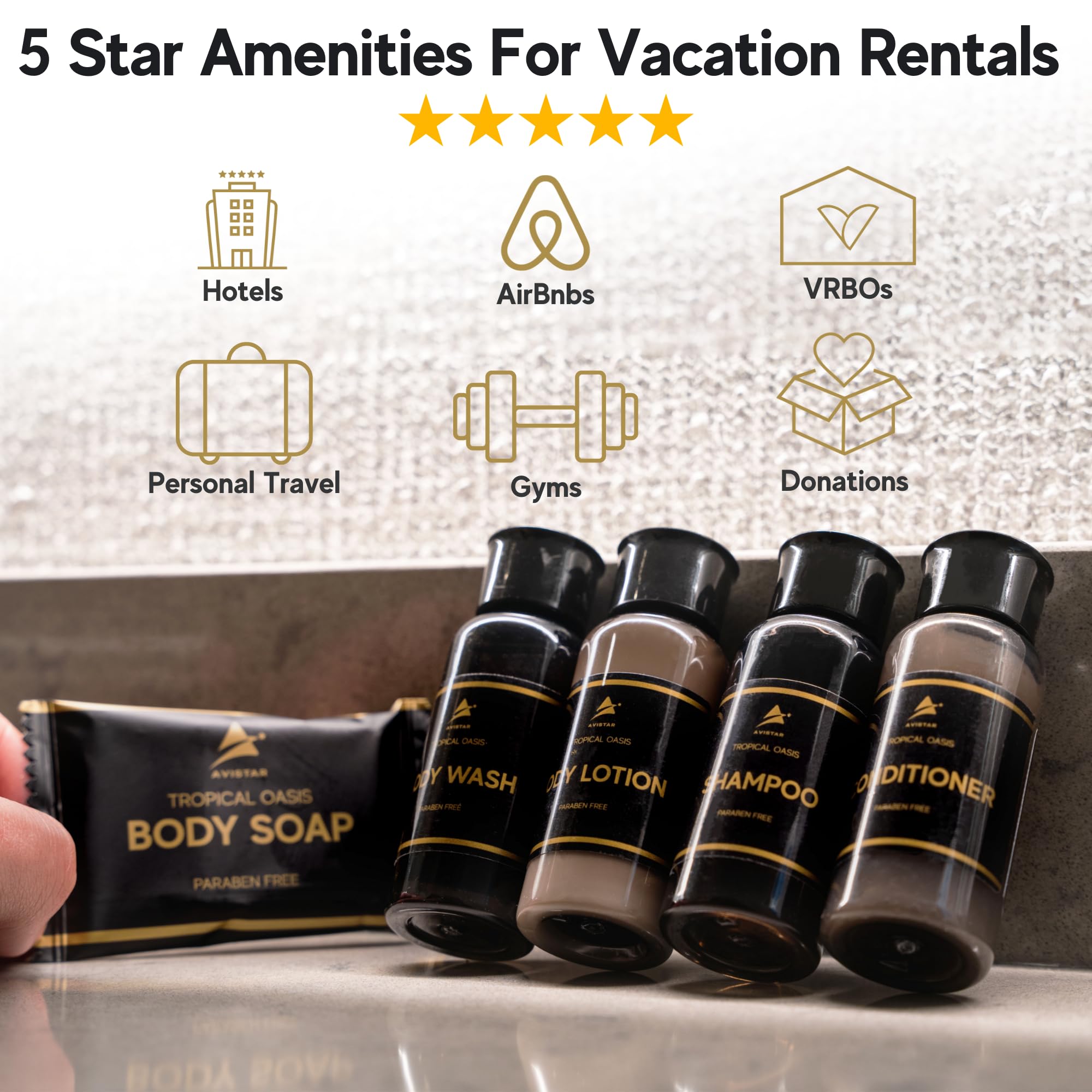 Avistar 200-Piece Hotel Toiletries Bulk Set — Premium Guest Bath Essentials for Hotels & Vacation Rentals
