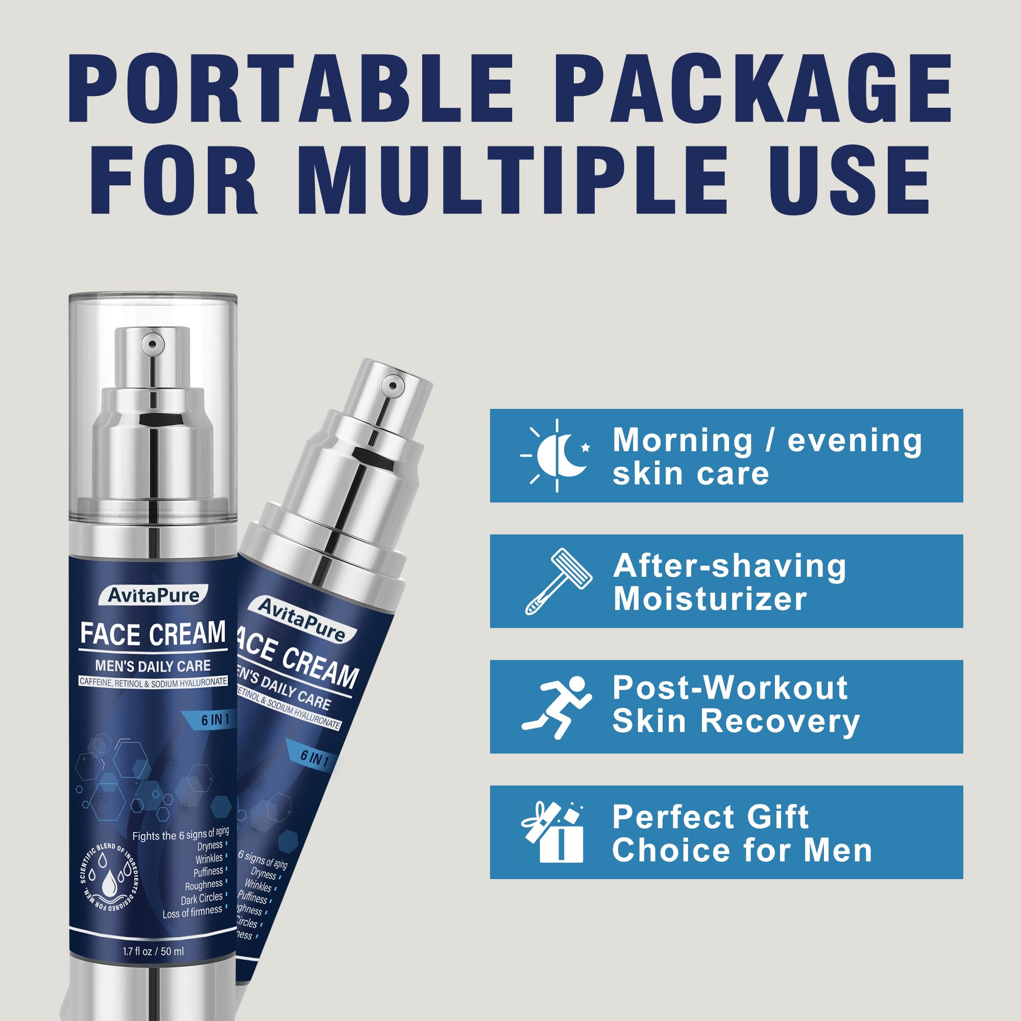 AVITAPURE 6-in-1 Face Cream for Men – Anti-Aging, Hydration & Firmness