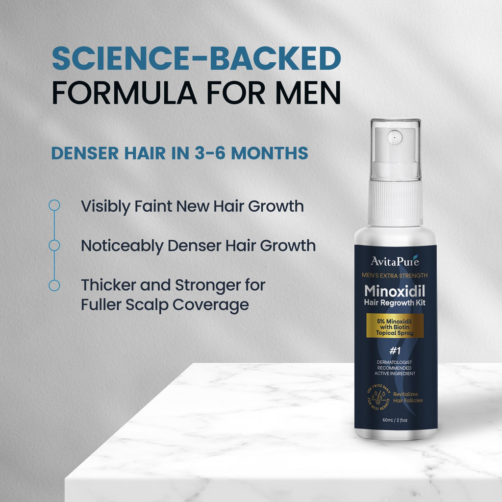 AVITAPURE 5% Minoxidil for Men — Extra-Strength Hair Growth Spray