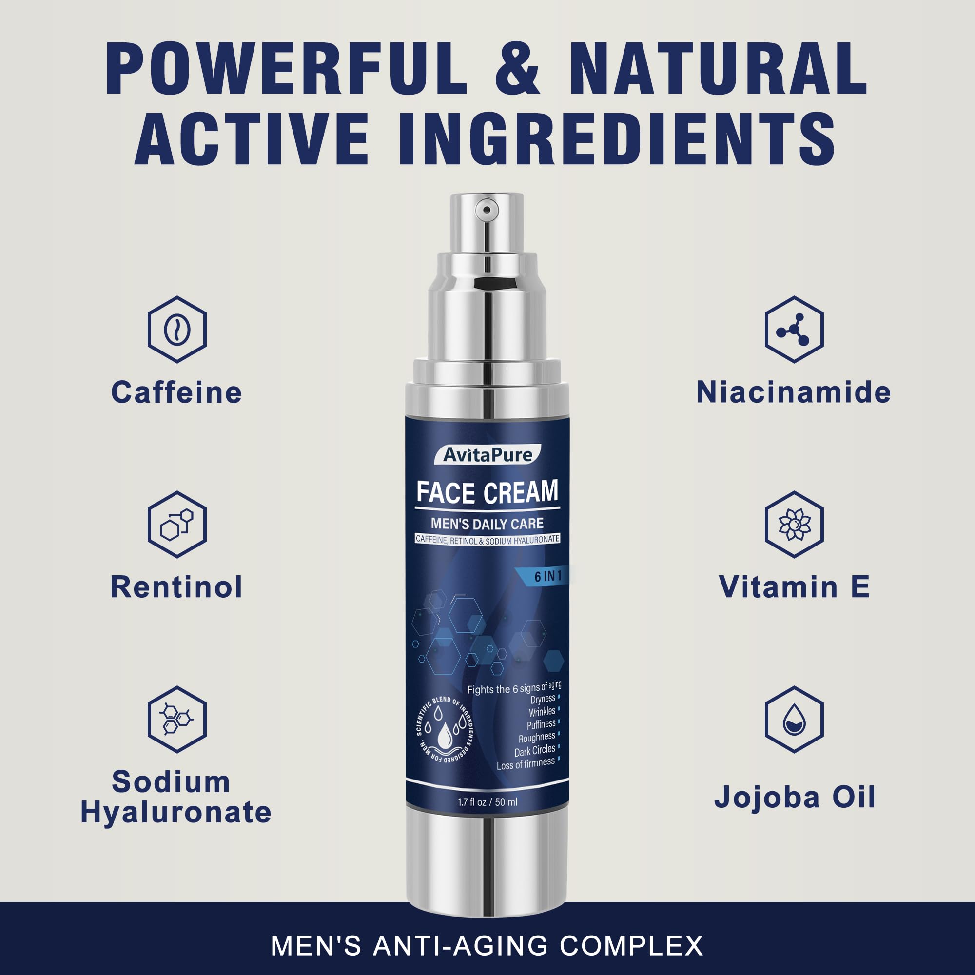 AVITAPURE 6-in-1 Face Cream for Men – Anti-Aging, Hydration & Firmness