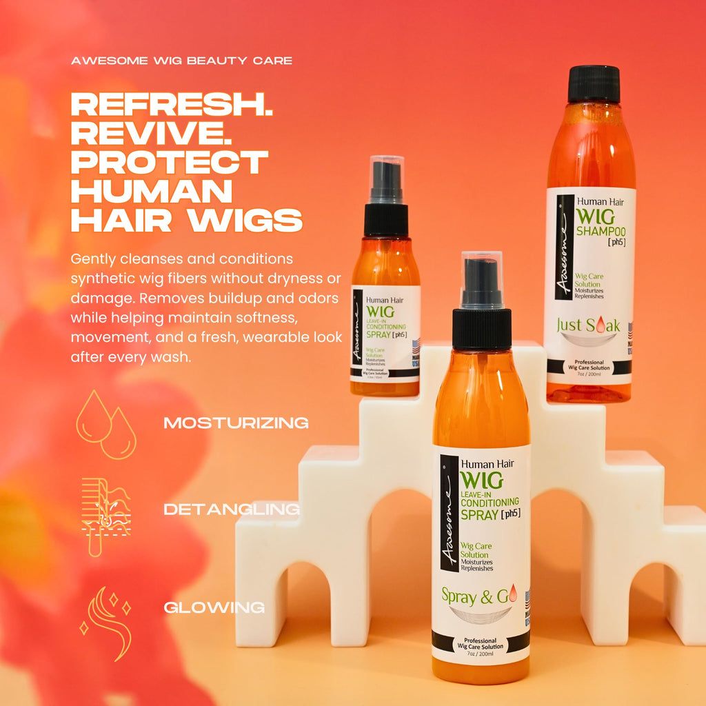 Awesome Human Hair Wig Care Set – Premium Shampoo & Leave-In Conditioner, 7 fl oz
