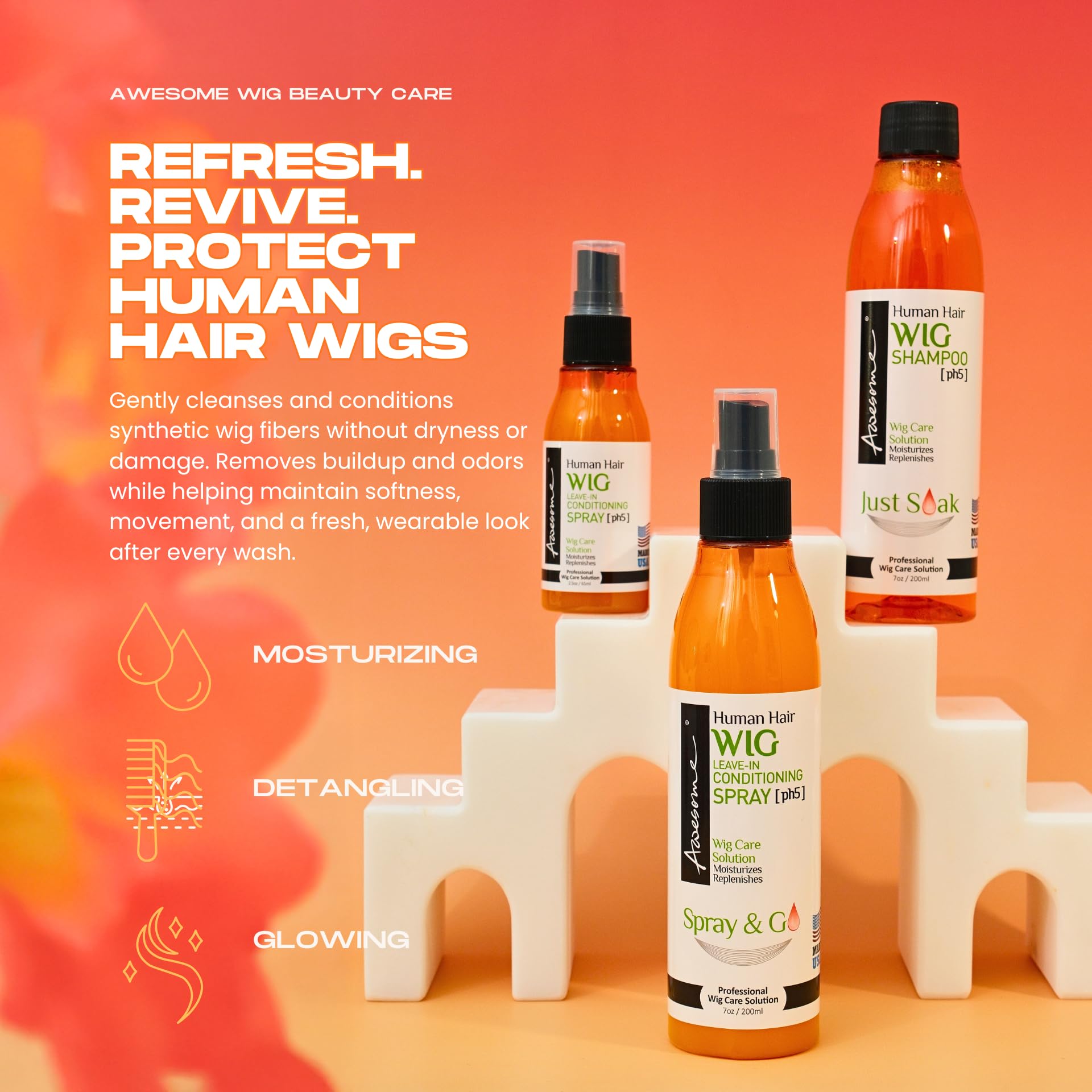 Awesome Human Hair Wig Care Set – Premium Shampoo & Leave-In Conditioner, 7 fl oz