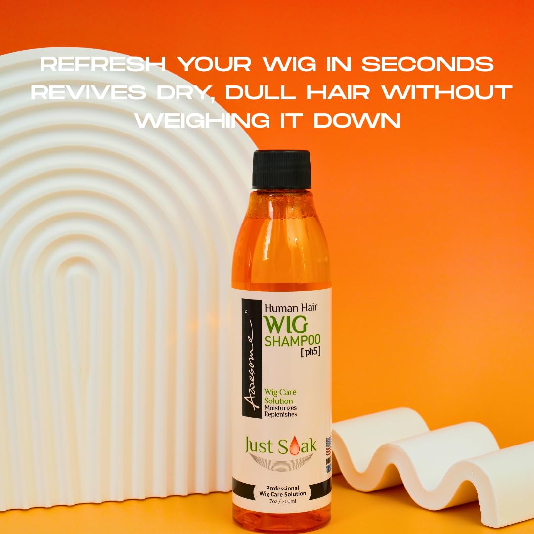 Awesome Human Hair Wig Shampoo – pH5 Wig Care, Adds Body & Shine, Detangles (7 fl oz)