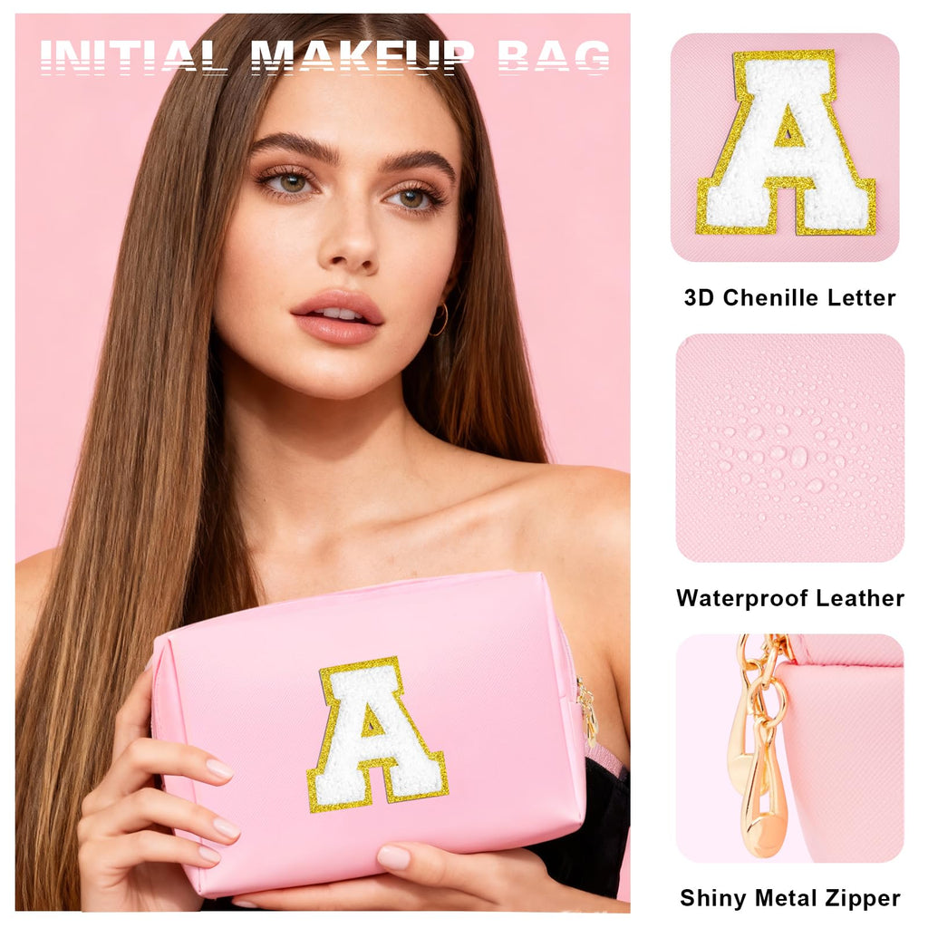 Awfrky Initial Makeup Bag Gift Set for Girls | Personalized Monogram Accessories